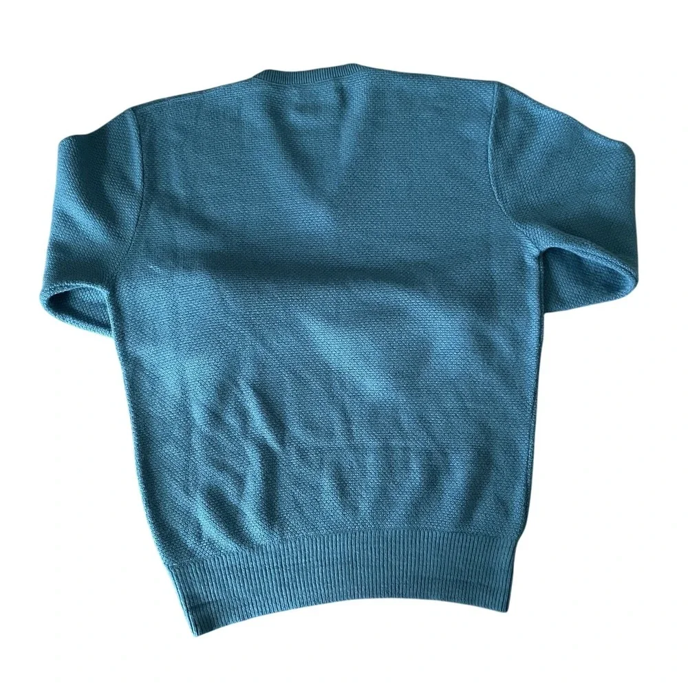 Christian Dior Teal Blue Sweater Men Size M 100% Orlon Acrylic‎ VTG Made In USA